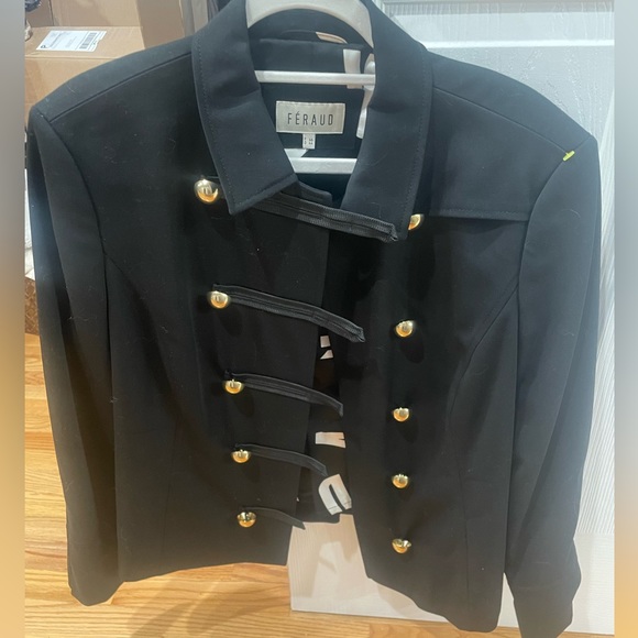 LOUIS FERAUD Paris Military style Blazer, chic Medium/Large F46/D44 Black - Picture 2 of 6